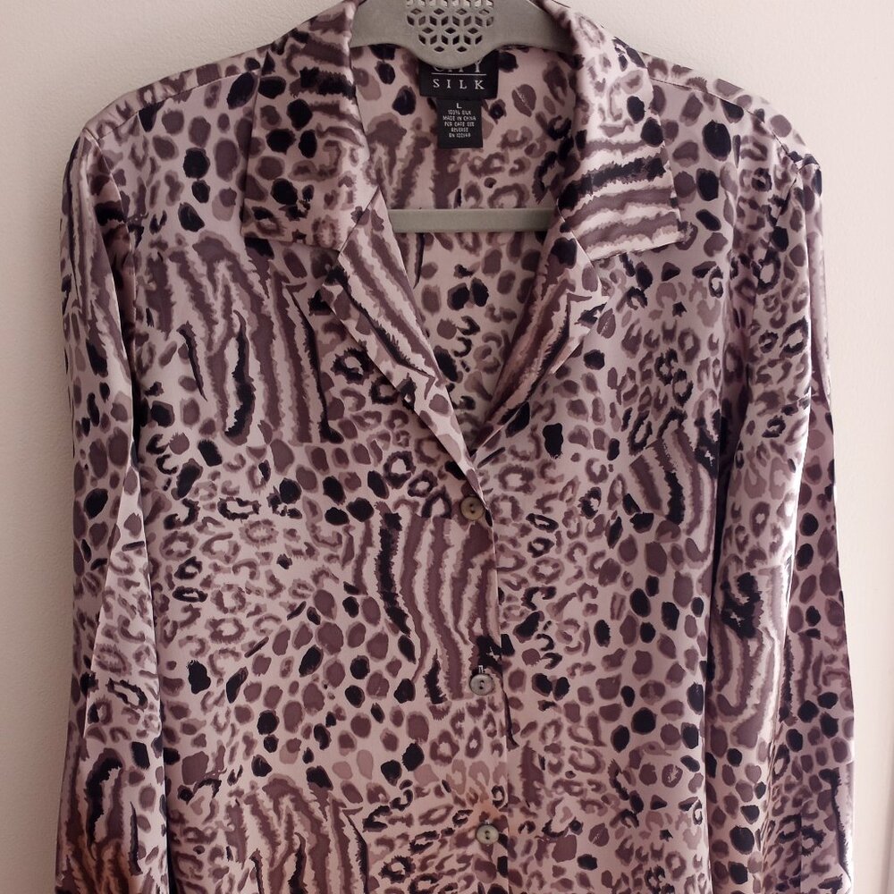 'CITY SILK' Animal print Blouse Size L